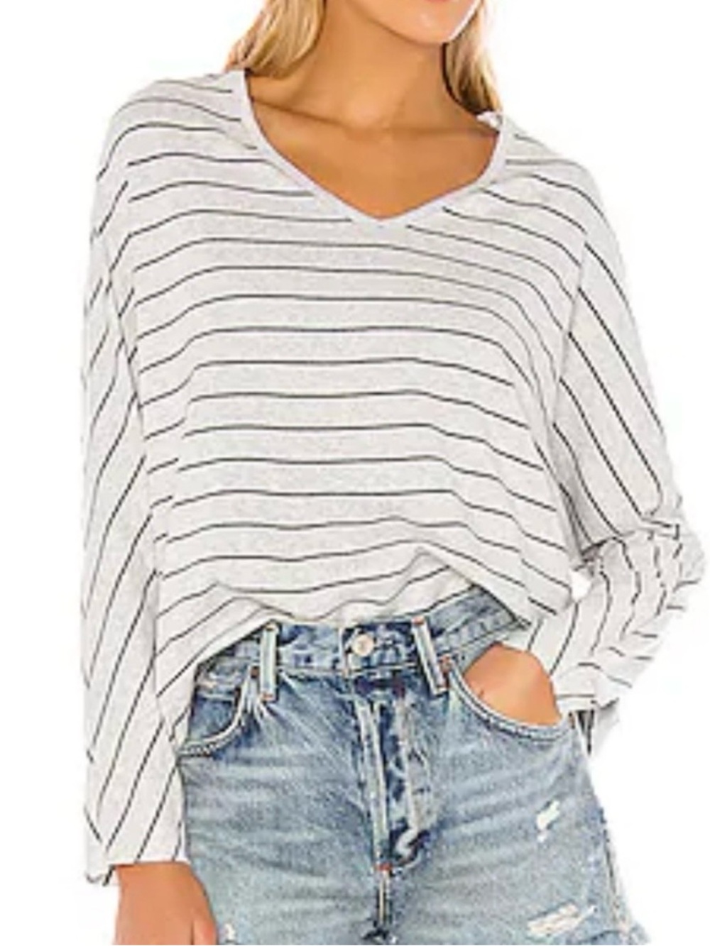FRANK & EILEEN • tee lab striped long sleeve top gray & green size XS